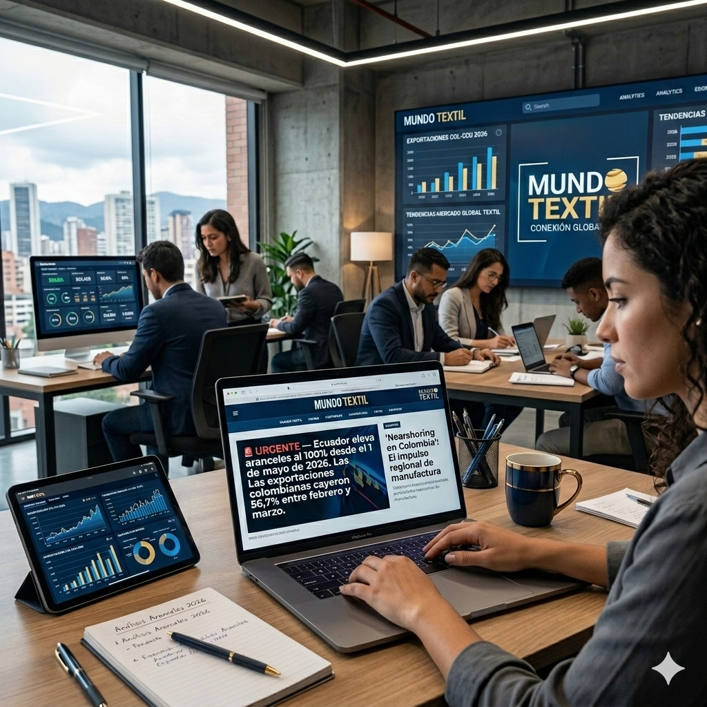 Análisis de Mundo Textil sobre la caída de exportaciones textiles colombianas y el arancel de Ecuador al 100%.